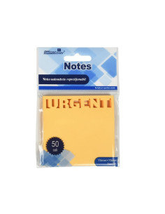 Notes adeziv stantat Office Cover H1-URGENT, 50 coli, 75x75mm, portocaliu neon, blister