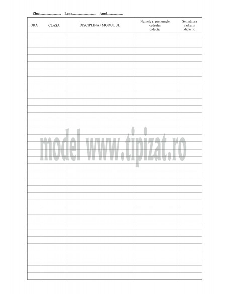 Condica pentru evidenta prezentei personalului didactic - coperta duplex