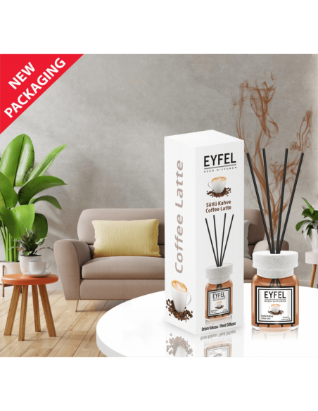 Odorizant camera cu betisoare Eyfel, cafea cu lapte, 120ml