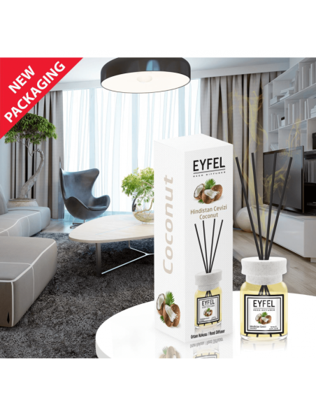 Odorizant camera cu betisoare Eyfel, cocos, 120ml