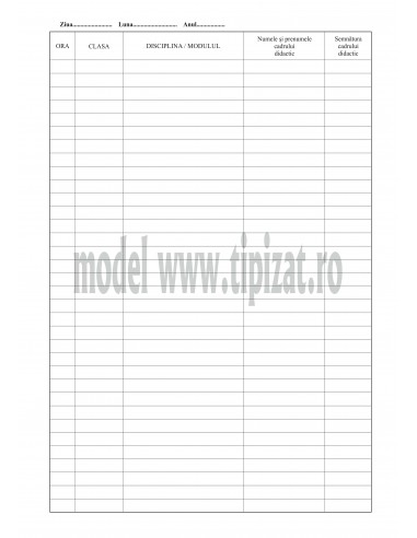 Condica pentru evidenta prezentei personalului didactic - coperta arhiva