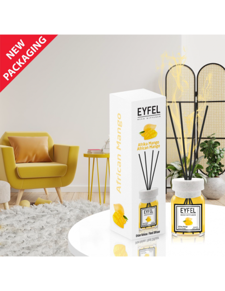 Odorizant camera cu betisoare Eyfel, mango african, 120ml