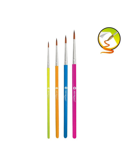Pensula Keyroad Artist Brushes KR972032, varf rotund, nr. 0,2,4,8, blister 4 buc