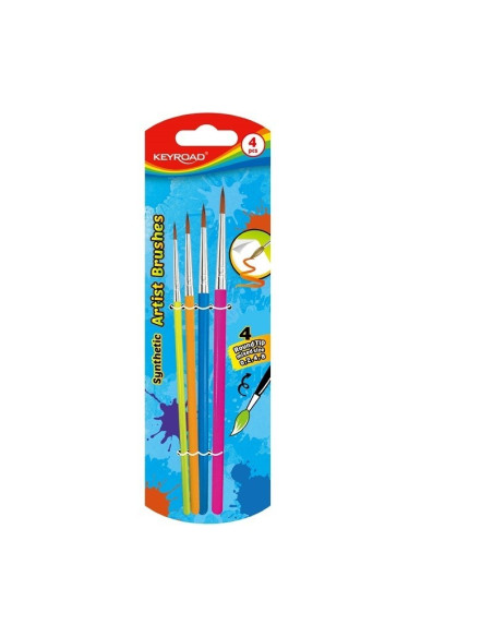 Pensula Keyroad Artist Brushes KR972032, varf rotund, nr. 0,2,4,8, blister 4 buc