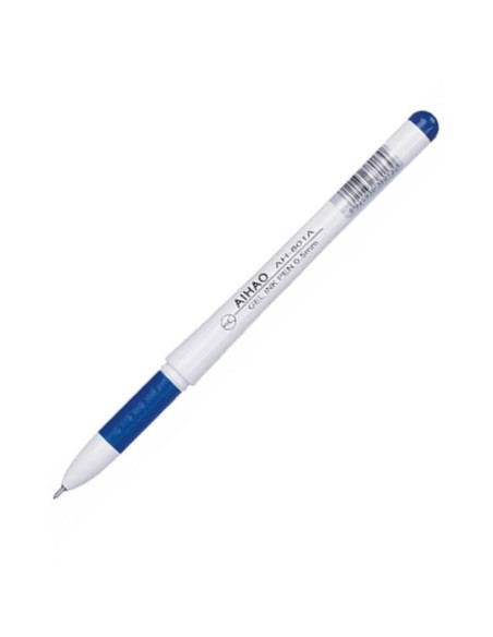 Pix cu gel CNX Aihao AH-801A, 0.5mm, cu capac, corp alb, grip cauciucat, scris albastru, set 48 buc + cana