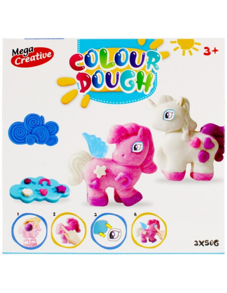 Plastilina Mega Creative Colour Dough 471263, 3x50g, cu accesorii, +3 ani, set 3 culori