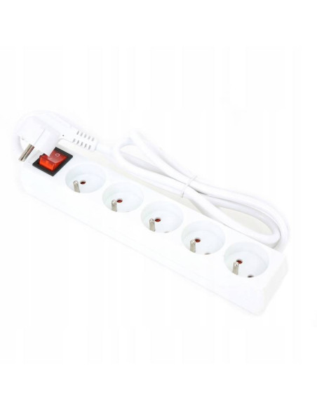 Prelungitor 5 prize Fiesta, 1.5m, PVC, alb, cu intrerupator, 250V / 10A, Type F, FL5G15W, 43697