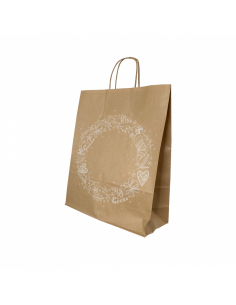 Punga cadou Craciun Colorarte 1070, A3, 32x41x12cm, 100g/mp, kraft, manere din hartie rasucita, motive de Craciun