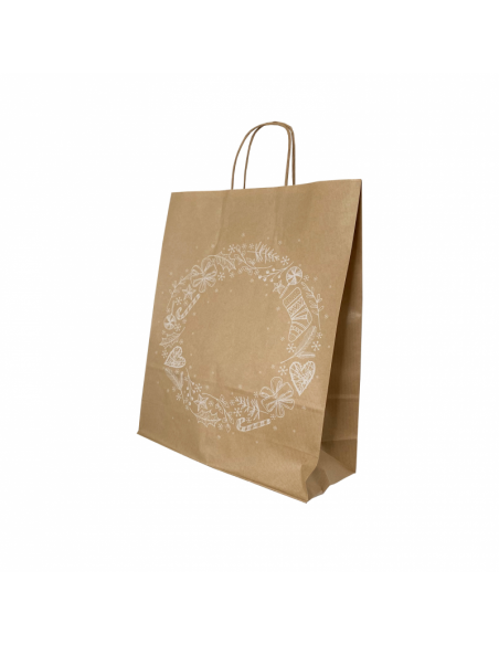 Punga cadou Craciun Colorarte 1070, A3, 32x41x12cm, 100g/mp, kraft, manere din hartie rasucita, motive de Craciun