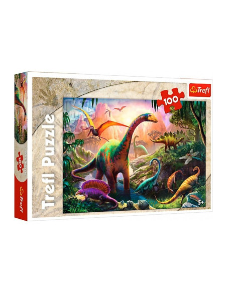 Puzzle carton 100 piese Trefl World of dinosaurs, 16277, 5+ ani