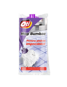 Rezerva mop Oti, bumbac, 200g, alb, neimprimat, montura galbena, 140233