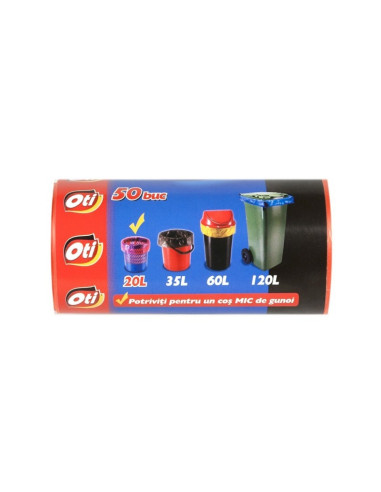 Saci menajeri OTI Solid, 20l, 44x50cm, rosu, 20200, rola 50 buc