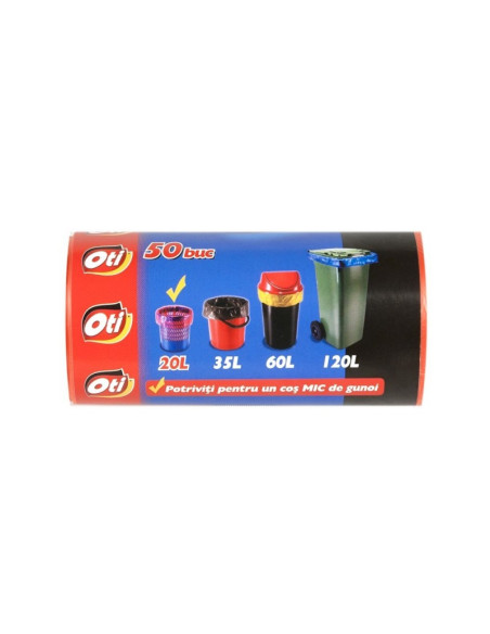 Saci menajeri OTI Solid, 20l, 44x50cm, rosu, 20200, rola 50 buc