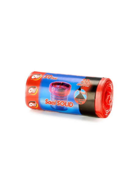 Saci menajeri OTI Solid, 20l, 44x50cm, rosu, 20200, rola 50 buc