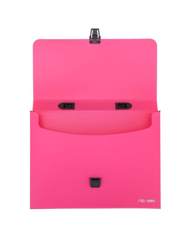 Servieta plastic Deli B500 02, cu maner, A4, 4cm, culori neon