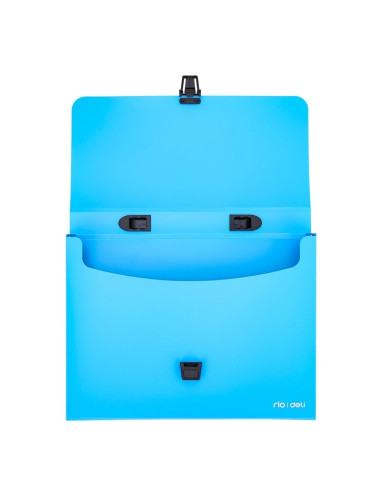 Servieta plastic Deli B500 02, cu maner, A4, 4cm, culori neon