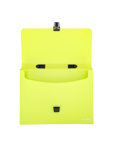 Servieta plastic Deli B500 02, cu maner, A4, 4cm, culori neon