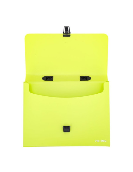 Servieta plastic Deli B500 02, cu maner, A4, 4cm, culori neon