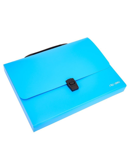Servieta plastic Deli B500 02, cu maner, A4, 4cm, culori neon