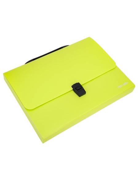 Servieta plastic Deli B500 02, cu maner, A4, 4cm, culori neon