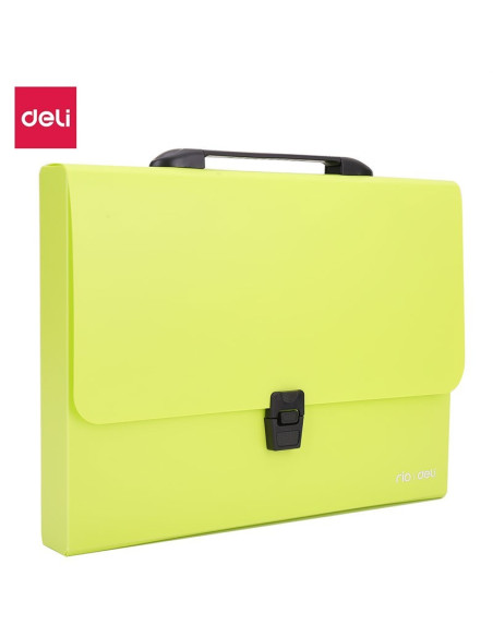 Servieta plastic Deli B500 02, cu maner, A4, 4cm, culori neon