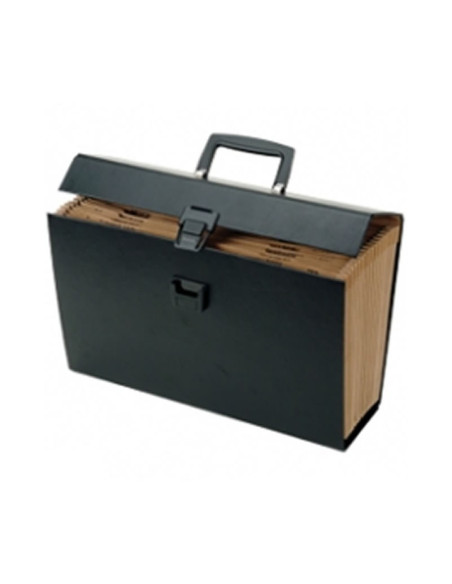 Servieta plastic Eagle 300030.8, cu maner, 355x130x250mm, negru, cu burduf, 12 separatoare cu index