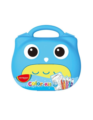 Gentuta coloriaj Keyroad Color-Kit KR971745, 6 carioci jumbo, 8 creioane cerate jumbo, 1 poster