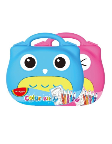 Gentuta coloriaj Keyroad Color-Kit KR971745, 6 carioci jumbo, 8 creioane cerate jumbo, 1 poster