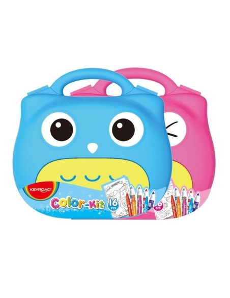 Gentuta coloriaj Keyroad Color-Kit KR971745, 6 carioci jumbo, 8 creioane cerate jumbo, 1 poster