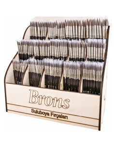Pensula Brons BR-246, varf rotund, nr. 00-12, pictura cu acuarele, display lemn cu 720 buc