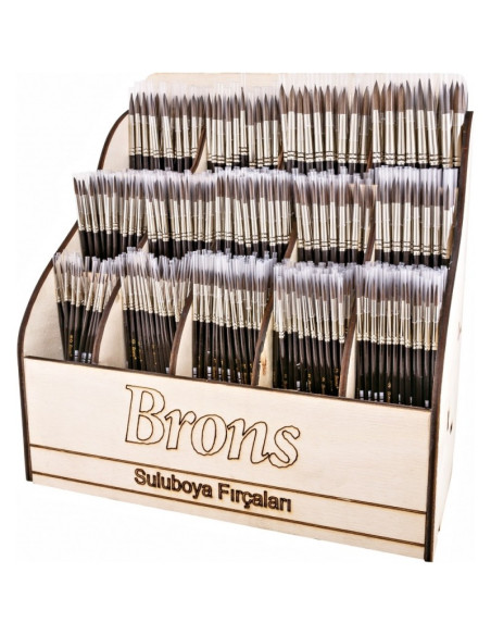 Pensula Brons BR-246, varf rotund, nr. 00-12, pictura cu acuarele, display lemn cu 720 buc
