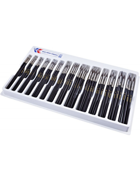 Pensula Brons BR-247, varf rotund, nr. 00-12, pictura cu acuarele, set 144 buc/tavita PVC