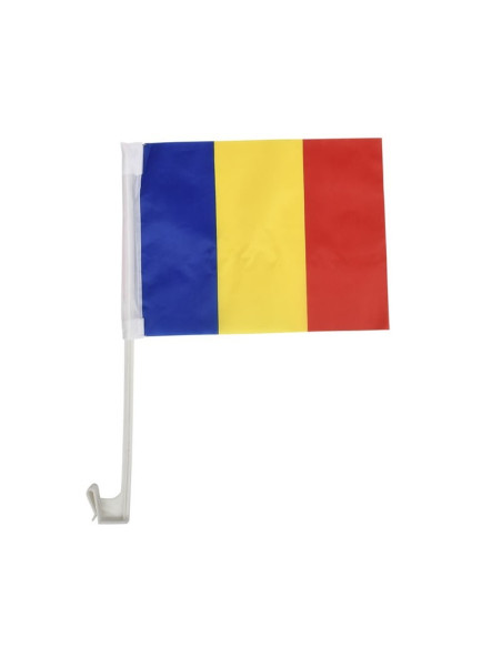 Steag Romania 20x30cm, cu tiv si suport plastic pentru masina, CNX