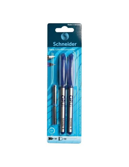 Set Stilou + Roller Schneider Opus 6229-RV, penita iridium M, alimentare rezerve, corp plastic, blister (+2 rezerve)