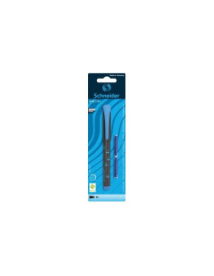 Stilou Schneider Easy 76221 2972, penita iridium M, alimentare rezerve, grip ergonomic, corp plastic negru, blister (+2 rezerve)