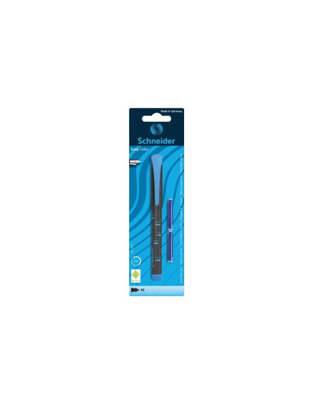Stilou Schneider Easy 76221 2972, penita iridium M, alimentare rezerve, grip ergonomic, corp plastic negru, blister (+2 rezerve)