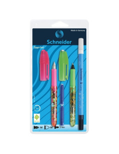 Set Stilou + Roller + Corector Schneider Zippi 4137 RV, penita iridium M, alimentare rezerve, blister (+2 rezerve)
