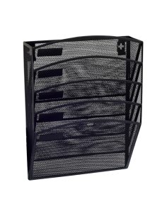 Suport documente Grand GR-080, 43.5x30.8x7.8cm, vertical, de perete, 5 compartimente, plasa metalica, negru