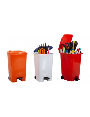 Suport instrumente de scris Ark 1760, model pubela cu pedala, plastic, diverse culori