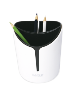 Suport instrumente de scris Eagle P5129, 11.3x13.3cm, 3 compartimente detasabile, plastic, alb-negru 2