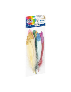 Accesorii creatie - pene, diverse culori, 10-15cm, cu sclipici, set 10 buc, Fiorello, GR-FE012 / 170-2617