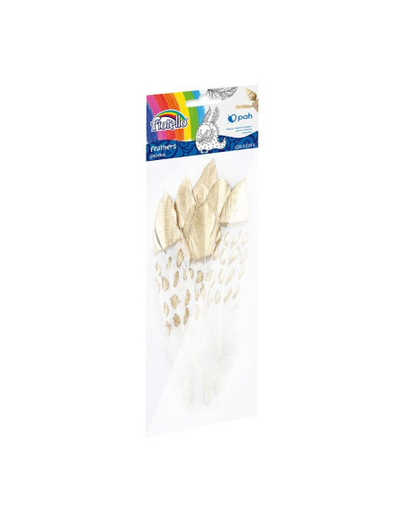 Accesorii creatie - pene, auriu, 13-19cm, set 8 buc, Fiorello, GR-FE014 / 170-2619
