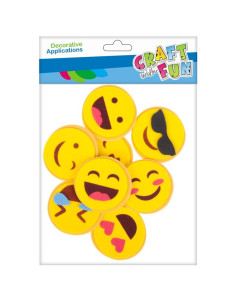 Forme decorative - hartie gumata autoadeziva - emoji, galben, set 8 buc, Craft with Fun, 463729