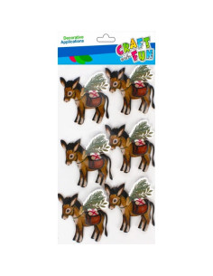 Forme decorative - hartie gumata autoadeziva - magarus de Craciun, maro, set 6 buc, Craft with Fun, 501770