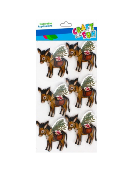 Forme decorative - hartie gumata autoadeziva - magarus de Craciun, maro, set 6 buc, Craft with Fun, 501770