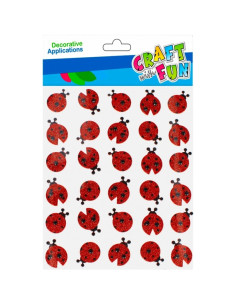 Forme decorative - hartie gumata autoadeziva - buburuze, rosu, set 30 buc, Craft with Fun, 501870