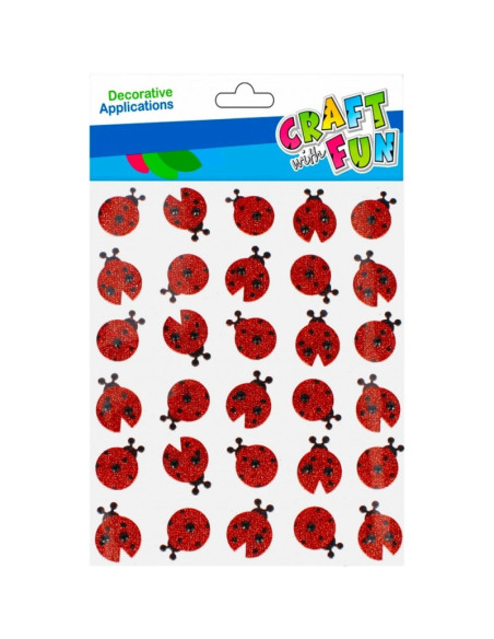 Forme decorative - hartie gumata autoadeziva - buburuze, rosu, set 30 buc, Craft with Fun, 501870