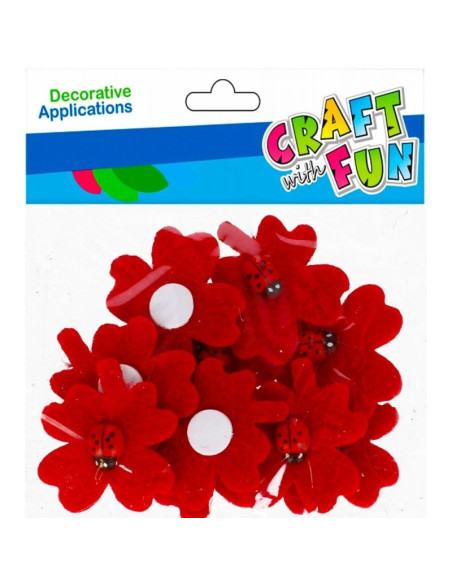 Accesorii creatie - trifoi cu buburuze fetru, autoadeziv, set 12 buc, 10x12cm, Craft with Fun, 501381