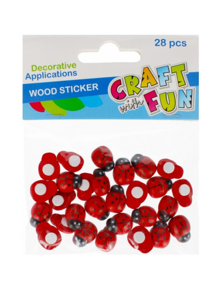 Accesorii creatie - buburuze plastic, mici 15mm, set 28 buc, Craft with Fun, 501441