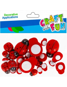 Accesorii creatie - buburuze plastic, diverse dimensiuni, set 28 buc, 10x13 cm, Craft with Fun, 501442
